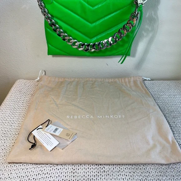 Rebecca Minkoff Edie Maxi Crossbody Neon Green Bag Purse EUC tags & dust bag - Picture 12 of 13
